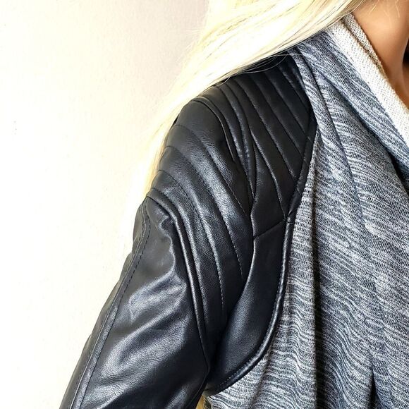 BlankNYC Drape Front Jacket with Faux Leather - Picture 13 of 15